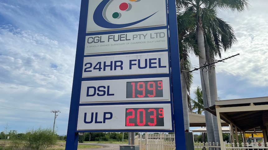 A petrol price board showing surprisingly low prices.