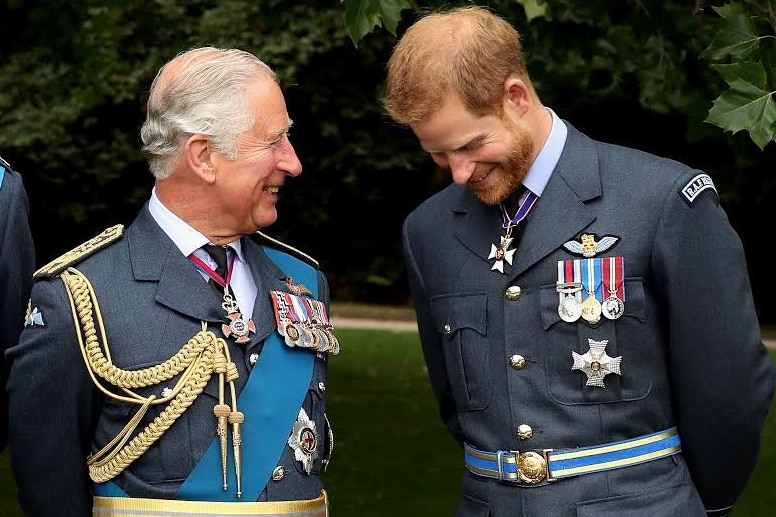 D357 Prince Harry and Prince Charles UNSIGNED photo 