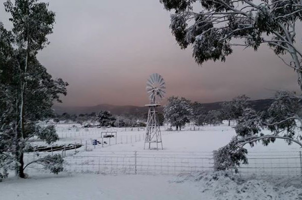 Snow at Wallangarra, south of Stanthorpe