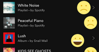 Albums in Spotify with smiley faces next to them