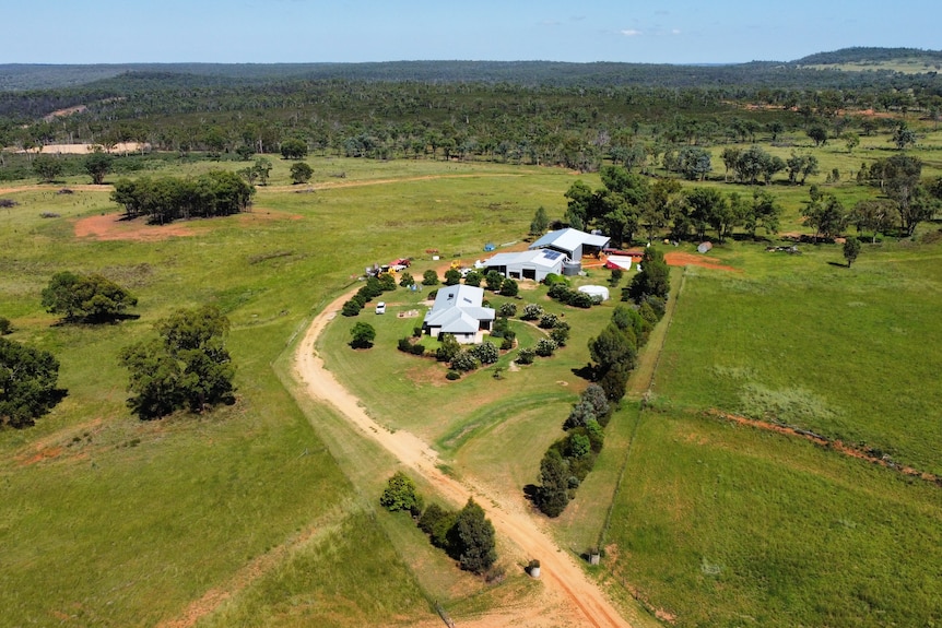 The homestead on Bill Mott's farm, as seen from above.