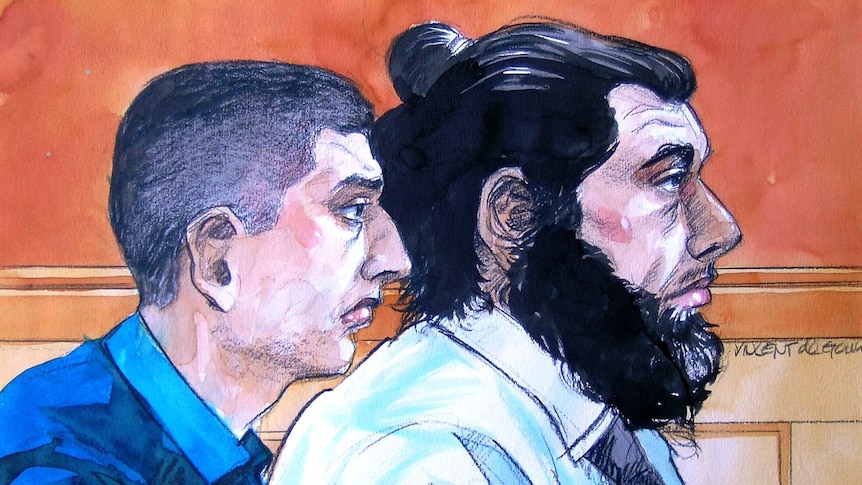 A sketch of Azam Charbaji and his 24-year old brother Haysam in Sydney Supreme Court, facing murder charges