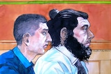 A sketch of Azam Charbaji and his 24-year old brother Haysam in Sydney Supreme Court, facing murder charges