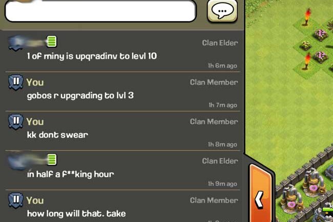 Offensive message sent through video game Clash of the Clans