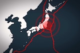 A map of the four fault lines running through Japan