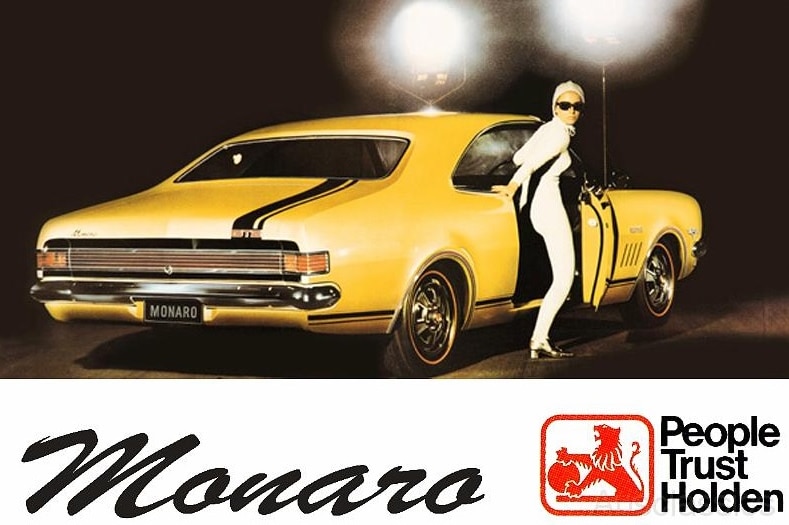 An advertising poster for the Holden Monaro.