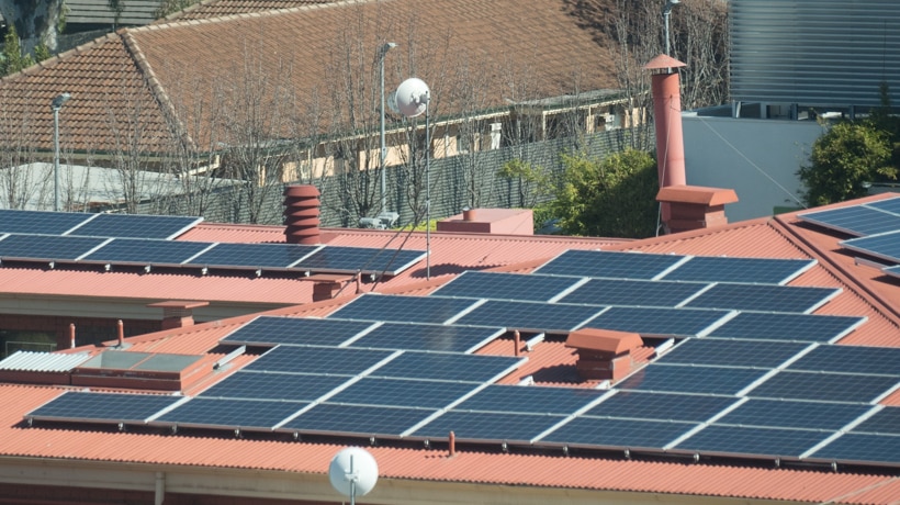 Iron roof with solar panels