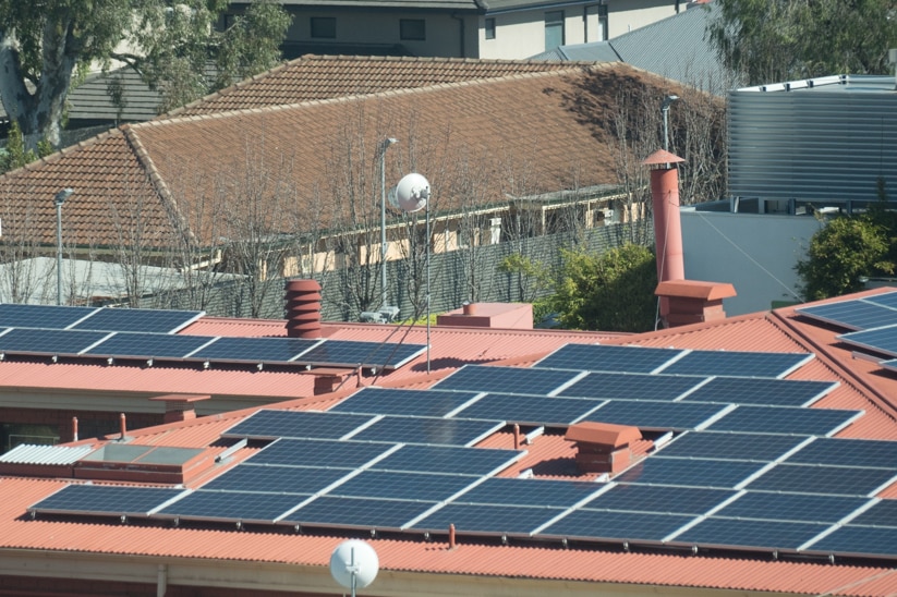Iron roof with solar panels