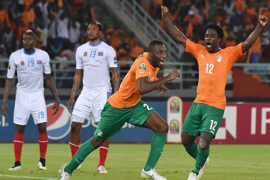 Kanon celebrates goal against DR Congo