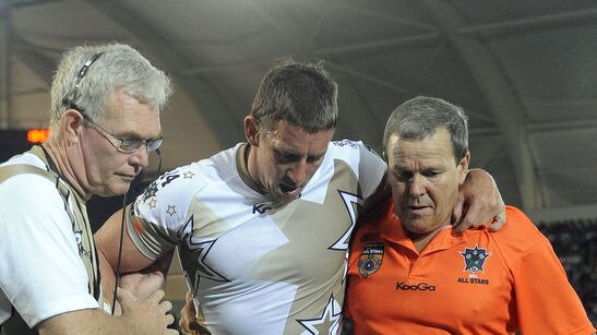 Troubled times...Kurt Gidley did not return after being helped off in the first half.