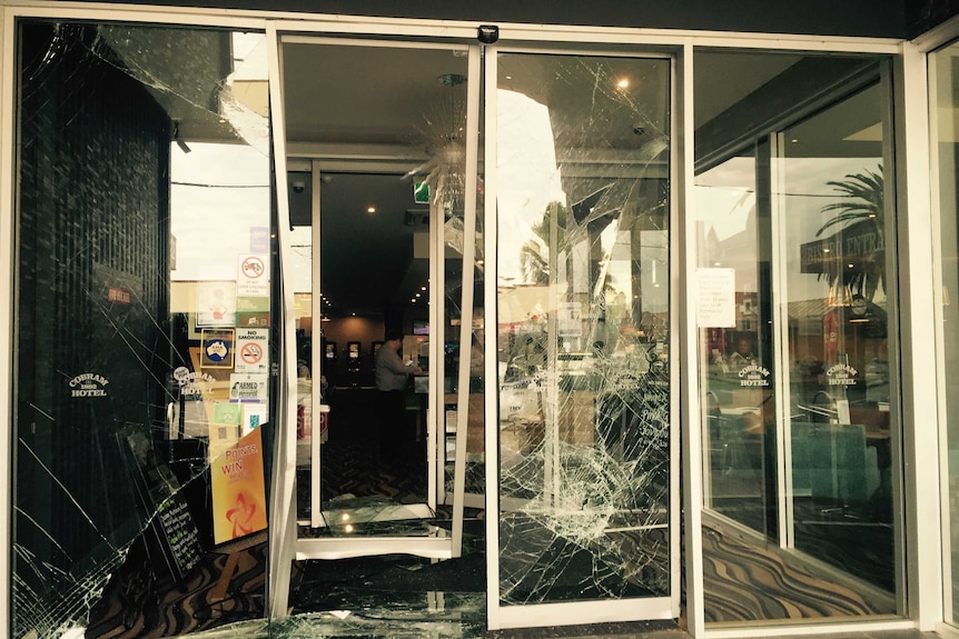 The Cobram Hotel, in Victoria's north east, after it was rammed overnight, Tuesday 13, 2016.
