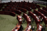 Empty seats of pro-democracy legislators are seen in Hong Kong's Legislative Chamber