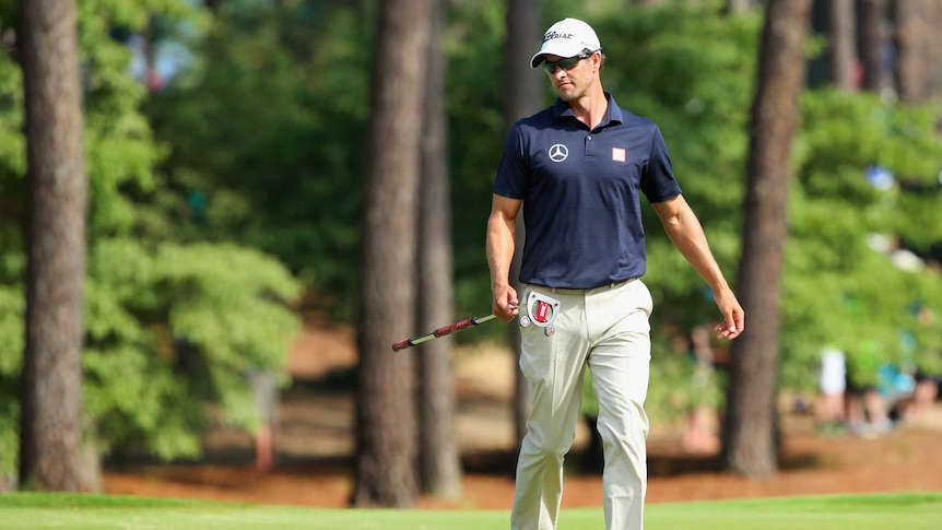 Adam Scott on the green at the US Open