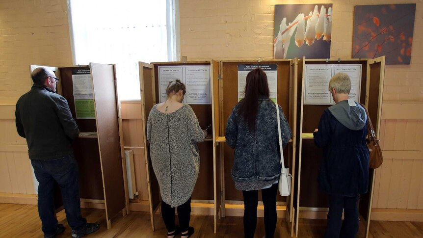 Members of the public casting their ballot in North Dublin