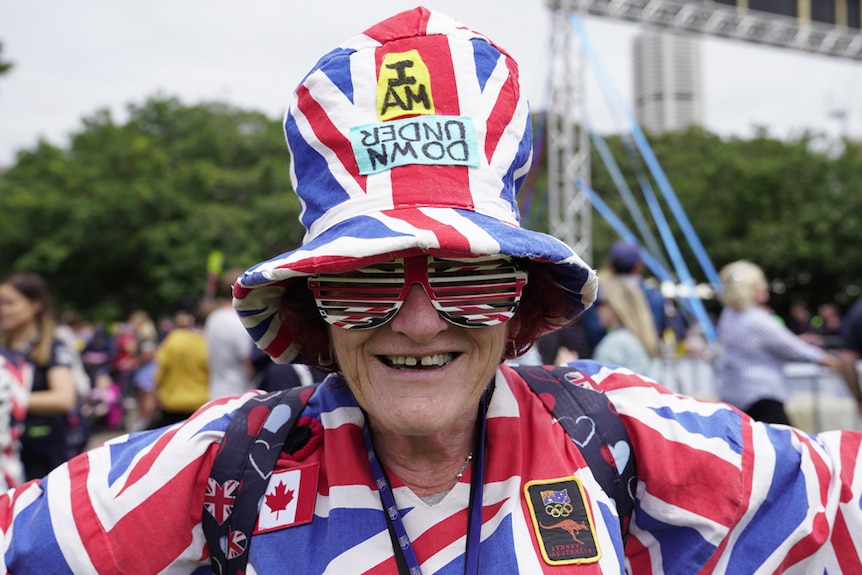 Woman wearing Union Jack outfit