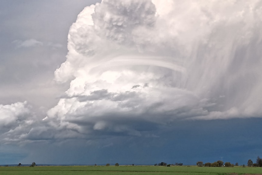 A supercell storms rotates through the atmosphere over Warrawidgee, NSW, in 2021