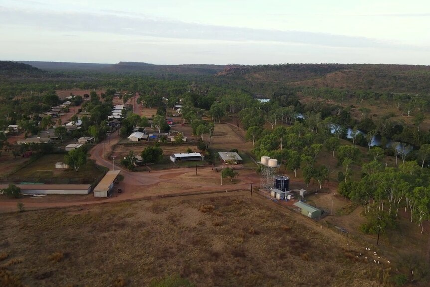 An aerial view of a remote NT community