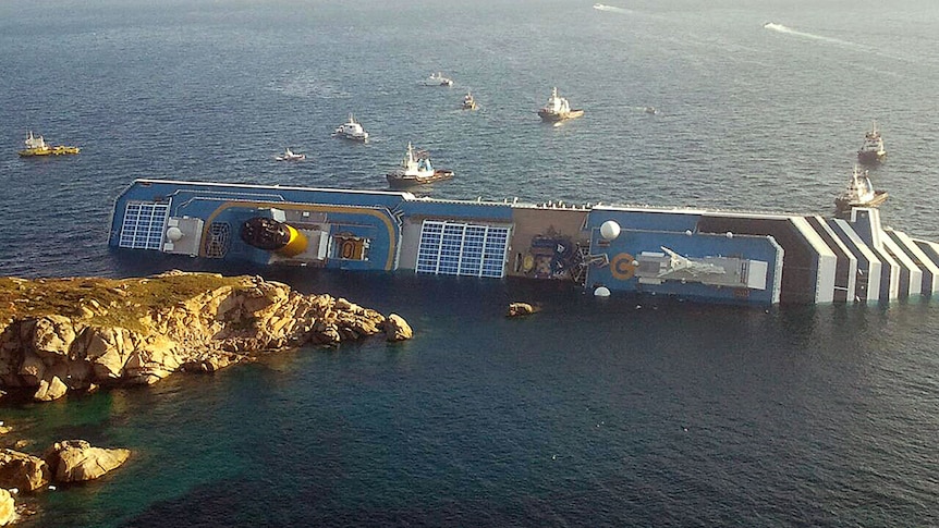 Costa Concordia rests on rocks off the Isola del Giglio