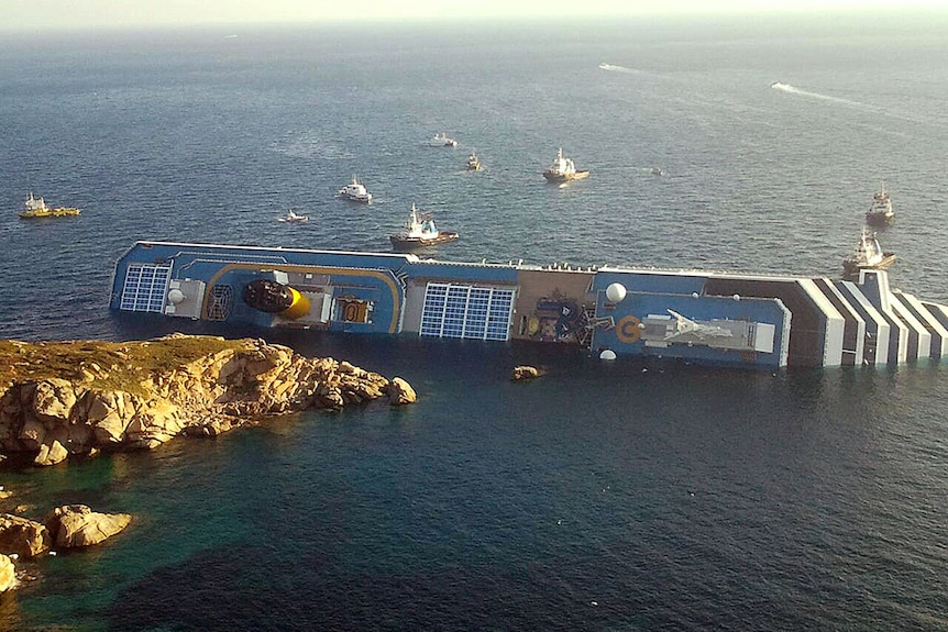 Costa Concordia rests on rocks off the Isola del Giglio