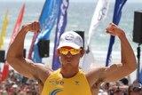 Caine Eckstein crossing the line in 2011 Coolangatta Gold