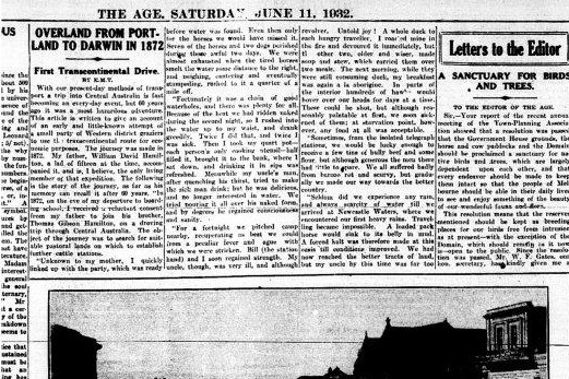 An article that appeared in the Age in 1932 about the original 1872 trek.