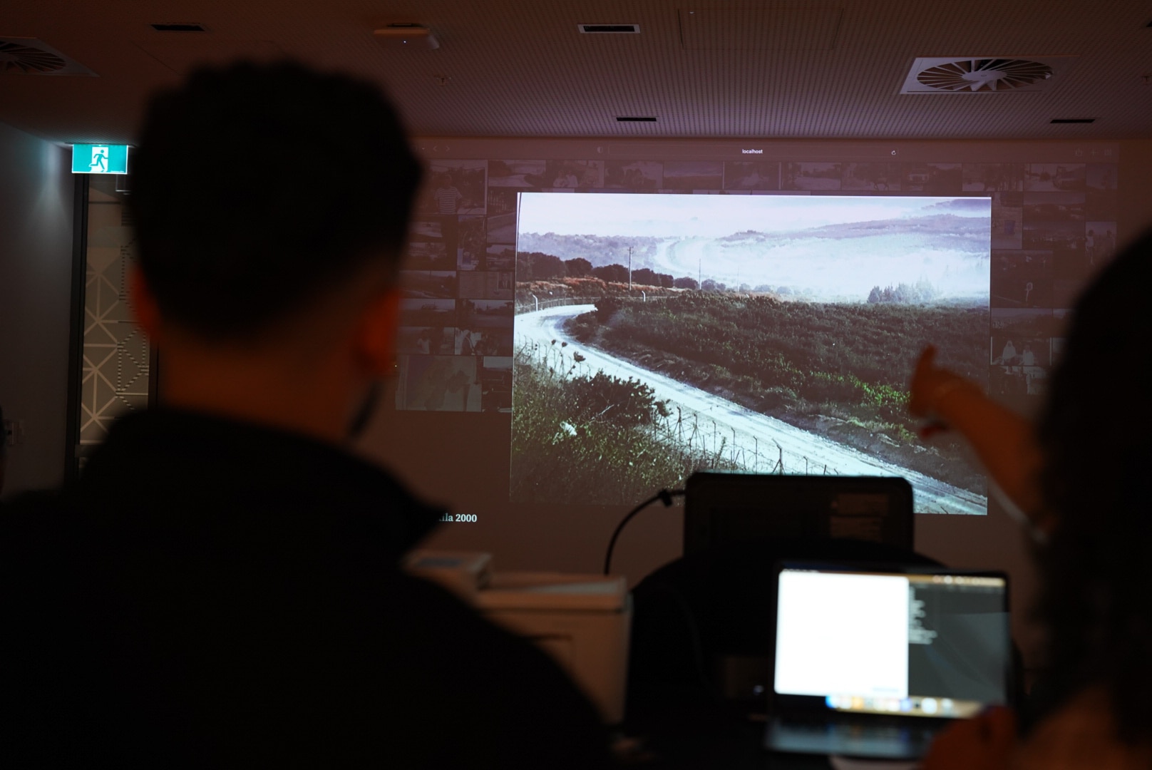 an image of hills and a village in southern lebanon projected on a wall