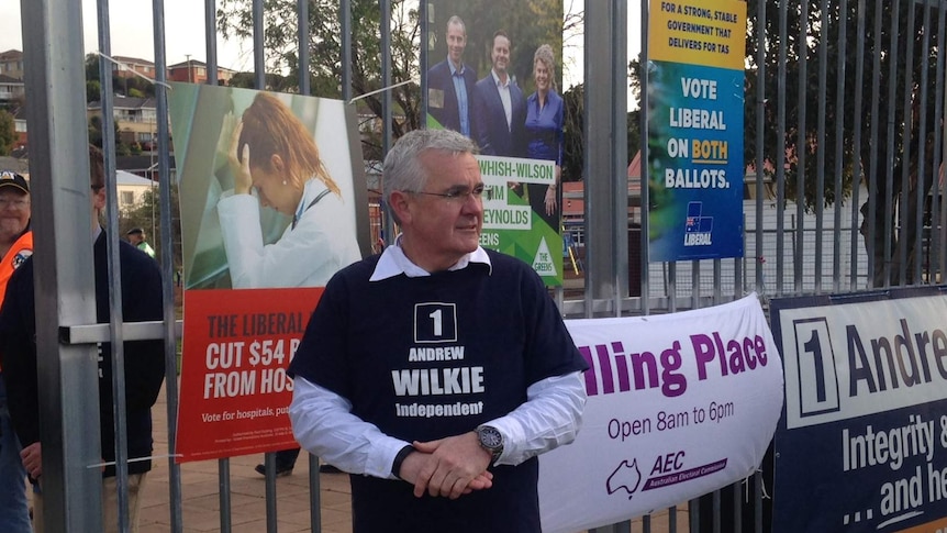 Andrew Wilkie at a polling booth