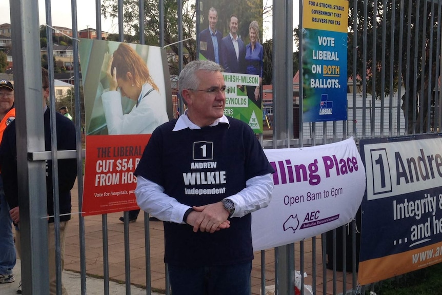 Andrew Wilkie at a polling booth