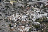 Aerial view of damaged homes and debris after Hurricane Ian hit Florida.