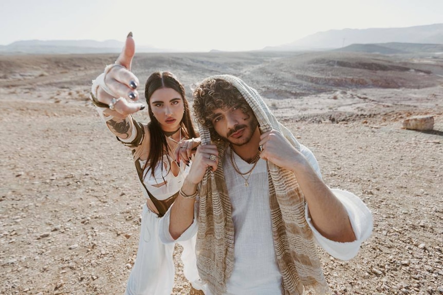 Israeli hip hop artists Nesia Levy and Dor Soro in the film clip for their track 'Harbu Darbu'. 