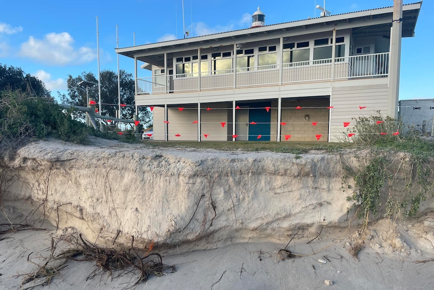 A building that is under threat from coastal erosion