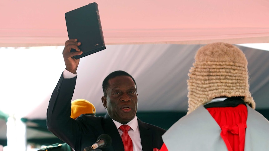 Emmerson Mnangagwa is sworn in as Zimbabwe's president in Harare, Zimbabwe.