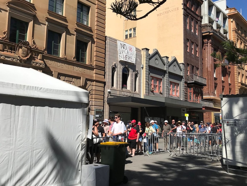 People line up to enter the Newcastle 500 race track