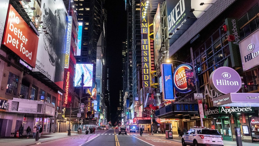 New York's Times Square totally empty of people