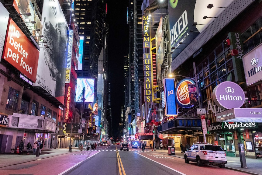 New York's Times Square totally empty of people