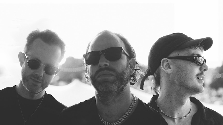 Black and white photo showing the heads and shoulders of Chase and Status and Luude.
