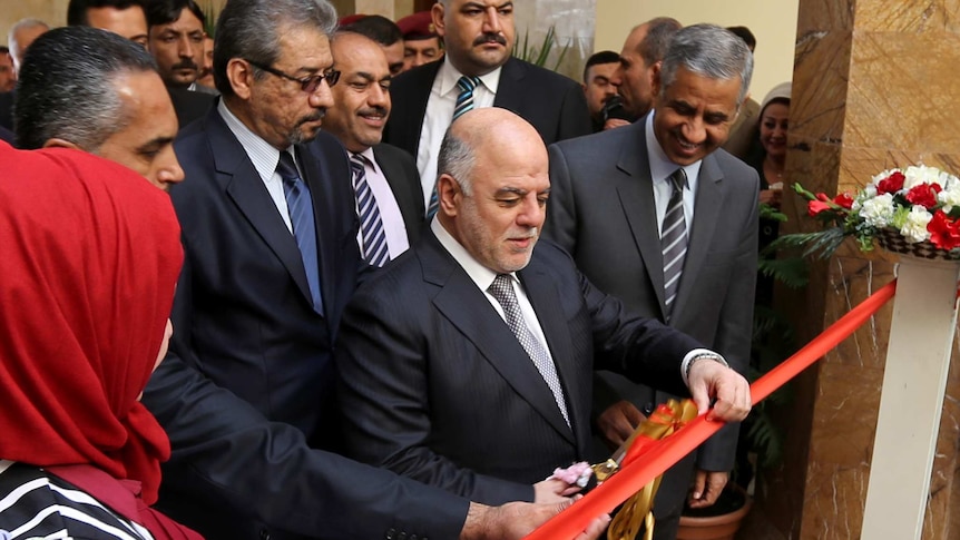 Iraqi Prime Minister Haider al-Abadi attends the reopening of Iraq's national museum on February 28, 2015 in the capital Baghdad.