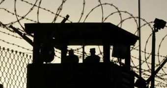 Silhouette of guard towers at Guantanamo Bay, Cuba