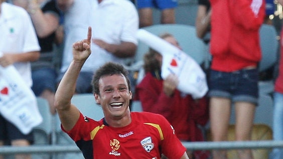 Barbiero celebrates goal for Adelaide
