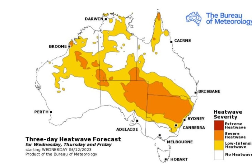 Heatwave conditions Wednesday to Friday