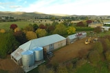 An aerial view of the distillery buildings at Lawrenny Estate in Tasmania.