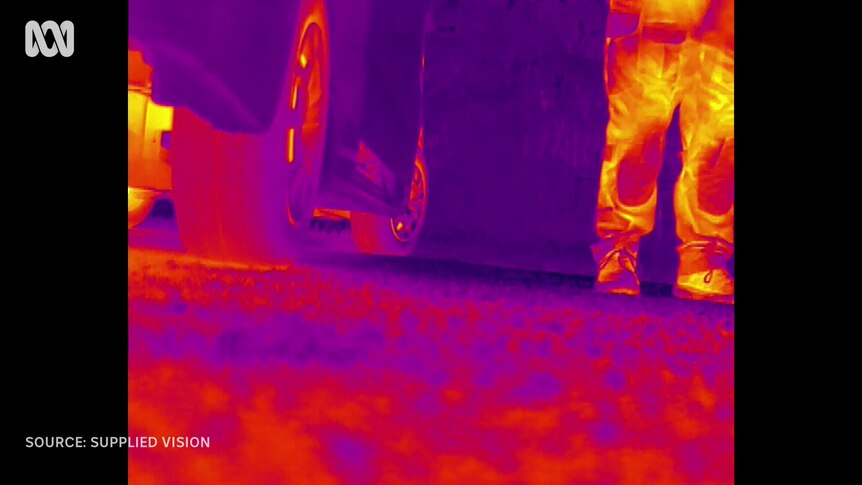 Image from a thermal camera that represents body heat as different colours