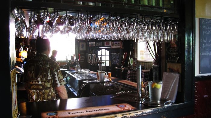 The main bar at Napier Hotel in Fitzroy, Melbourne.