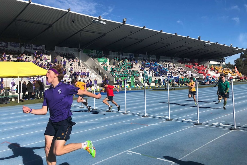 Students at John XXIII in a race during the sports carnival.