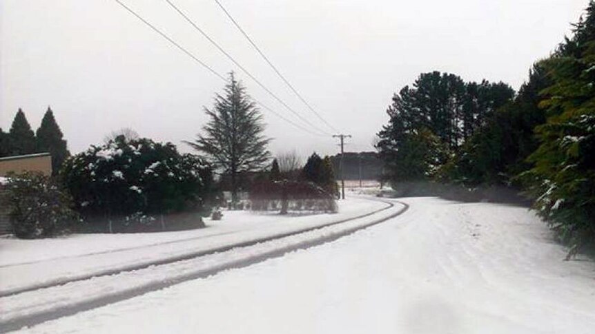 Snow-covered road at Oberon, NSW