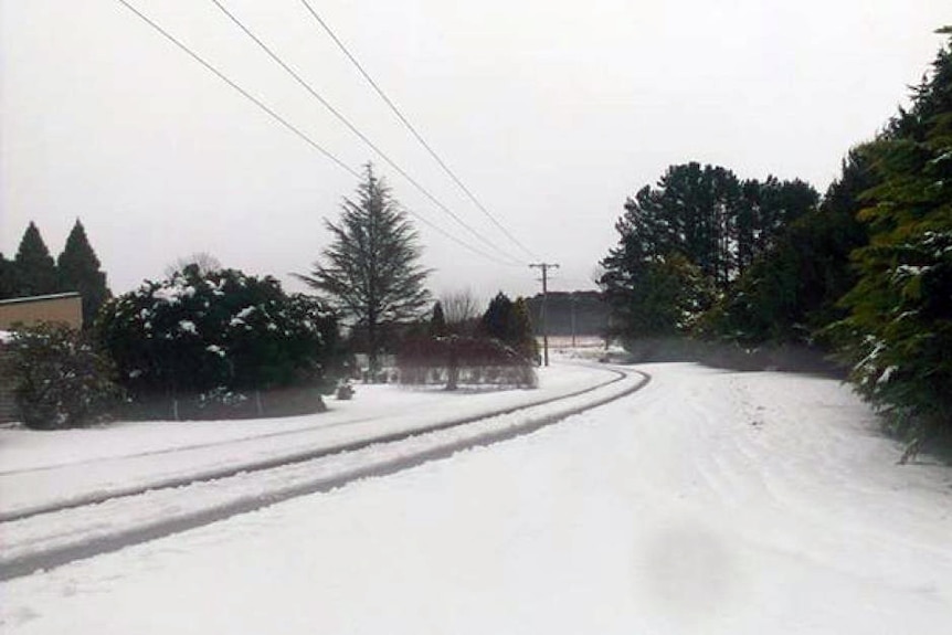 Snow-covered road at Oberon, NSW