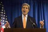 US secretary of state John Kerry speaks to the media in London