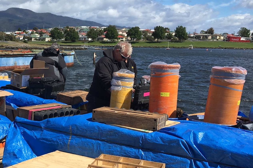 ShowFX staff prepare Hobart's New Year's Eve fireworks