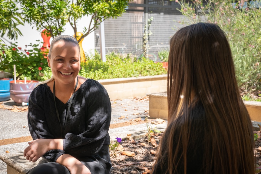 Case manager Cate Marion with Annelise