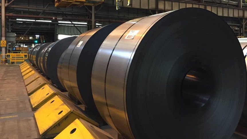 A roll of flat steel from Bluescope's Lysaght plant in Port Kembla